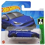Hot Wheels - Tesla Model Y - HW Green Speed 3/10 - HTB80 - Short Card - Blu scuro - Mattel 2024