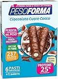 Pesoforma Barrette Cioccolato Cuore Cocco- Pasti sostitutivi dimagranti SOLO 237 Kcal, Ricco in proteine, 6 pasti