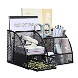MumdoYAL Organizzatore da scrivania, Organizer metallo a maglia con cassetto e porta penne per risparmiare spazio sulla scrivania. Ideale per penne, memo adesivi, graffette e clip.