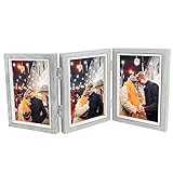 LumenTY Cornici triple in legno pieghevoli per foto da 6 pollici 3 in piedi con cerniera cornice per foto da 10 x 15 cm per foto da parete scrivania decorazione regali di nozze