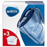 Brita Marella - Caraffa Filtrante Per Acqua, Kit 3 Filtri Maxtra+ Inclusi, Blu, 26.7L X 10.9L X 27.7H Cm