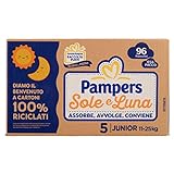 Pampers Sole e Luna Pannolini Junior, Taglia 5 (11-25 kg), 96 Pannolini
