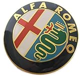 2 Fregi Stemma Compatibili Per Alfa Romeo colore Oro Logo 74mm Per Cofano Anteriore e Posteriore Emblema Gold compatibile per 147 156 159 Brera Mito METALLO