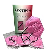 FFP2 Mascherina Protech colorata 10 pz. Made in Italy in TNT filtrante a 5 strati (rosa)