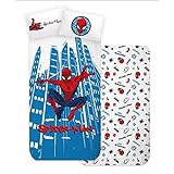 Completo lenzuola per bambini, set 3 pezzi, sotto lenzuola con angoli, lenzuola, federa, letto singolo, 100% Cotone (Spiderman 2)