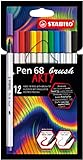 Pennarello Premium con punta a pennello - STABILO Pen 68 brush - ARTY - Astuccio da 12 - Colori assortiti