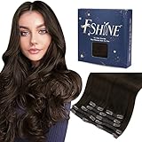 Fshine Extension Capelli Veri Clip Castano Scuro Capelli 120g Colore 2 Capelli Lisci Remy Extension 35cm 7 Pezzi Full Head Clip in Real Hair Double Weft Extension Remy Human #2