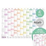 Calendario da parete 2024 A2 (59 x 42 cm) piegato in italiano per 14 mesi Dic 2023 - Gen 2025 | Agenda con panoramica delle vacanze + calendario extra A3 & A4 | sostenibile e ecologico