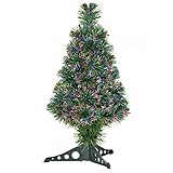 HOMCOM 60cm Albero di Natale Artificiale con 55 Rami a Fibre Ottiche 4 Colori in Plastica, Verde