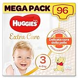 Huggies Extra Care Pannolini, Taglia 3 (4-9 Kg), Confezione da 96 Pannolini
