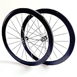 DFNBVDRR Set di Ruote per Bici da Corsa 700C Freno C/V 50 Mm Cerchio in Lega di Alluminio Sgancio Rapido 20 Fori Raggio Dritto 120 Click Mozzo 8/9/10/11speed (Color : Black, Size : 700C)