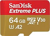 SanDisk Extreme Plus Scheda di Memoria microSDXC da 64 GB e Adattatore SD con App Performance A2 e Rescue Pro Deluxe, fino a 170 MB/sec, Classe 10, UHS-I, U3, V30