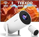TEKXDD Mini Proiettore 4K,Proiettore Portatile WiFi 6 BT 5.0, Proiettore 1080p Full Hd,Videoproiettore 180° Rotabile Proiettore per Smartphone/TV/pc,Video Proiettore Supporta Correzione Trapezoidale