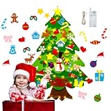Yuning Albero di Natale in Feltro per Bambini,96 cm Feltro Decorazione per Albero di Natale con Luci LED & 32 pezzi Ornamenti Rimovibili,Feltro Decorazione da Appendere per albero di Natale Regali