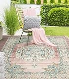 the carpet Palma - robusto tappeto per esterni, resistente alle intemperie e ai raggi UV, per balcone, terrazza, giardino d inverno o cucina, orientale, rosa, 120 x 170 cm