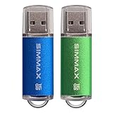 SIMMAX Pendrive 2 pezzi 16GB Chiavetta USB 2.0 Unità Memoria Flash (16GB Verde Blu)