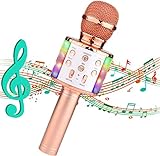 Tokmali Microfono Karaoke Bluetooth con Altoparlante,Portatile Microfono Karaoke per Bambini con LED Flash,4 in 1 Karaoke Microfono Bluetooth Wireless per Casa KTV Festa per PC/Smartphone