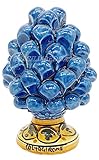 sicilia bedda - Pigna Siciliana in Ceramica di Caltagirone - Piede Decorato - 100% Artigianato Siciliano (Altezza 12 Centimetri, Blu Ceruleo)