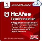 McAfee Total Protection 2022| 1 dispositivo | 1 anno| Software antivirus, sicurezza Internet, gestore delle password, VPN, protezione dell identità| PC/Mac/Android/iOS | Download