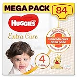 Huggies Extra Care Pannolini, Taglia 4 (7-18Kg), Confezione da 84 Pannolini