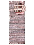 CarpetFine Tappeto a tessitura Kilim Chindi passatoia Rosso 75x240 cm | Tappeto moderno per soggiorno e camera da letto