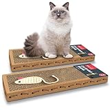 Set di 2 tiragraffi per gatti, 37,5 x 12 cm, reversibile, in cartone, per gatti da interni, piccoli e grandi, per gatti