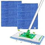 6 panni riutilizzabili per Swiffer Sweeper Mop, 27 x 13 cm, panni umidi per pavimenti con elevata assorbimento di acqua e sporco, rivestimento di ricambio per uso umido e secco (blu)