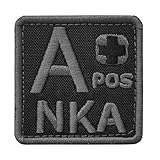 2AFTER1 ACU A POS A+ NKA Blood Type Subdued ECWCS Embroidered Touch Fastener Patch