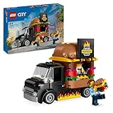 LEGO City Furgone degli Hamburger Giocattolo, Veicolo da Costruire per Bambini e Bambine da 5 Anni in su, Camion Food Truck con Accessori per Cucinare e 2 Minifigure, Regalo Divertente 60404