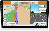 YUNTX Android 10 Universal Autoradio - 4G64G - GPS 1 Din - Telecamera Posteriore Gratuiti - 10.1 Pollice - Supporto DAB + / Controllo del volante / 4G / WiFi/Bluetooth/Mirrorlink/Carplay/USB