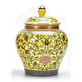 Hengqiyuan Vaso di Zenzero Vaso Decorativo Porcellana Smaltata Imperiale Cinese Antica per la Decorazione del Soggiorno di Casa Ornamento Regalo,Giallo