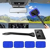 deemars Car Window Cleaning Tool, Microfiber Car Glass Cleaner, Car Cleaning Kit with 4 Reusable Pads And Extendable Handle, Universal Car Essentials Windshield Wiper Tools for Most Cars