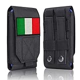 Custodia tattica nera per cellulare, impermeabile, resistente, per iPhone 11 12 13 Pro Max Samsung S22 S21 S20 FE Note 20 A02S da 6,7 pollici con 1 toppa con bandiera dell Italia