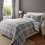 Catherine Lansfield Kelso Cotton Rich 3 pieces, King Duvet Set Charcoal
