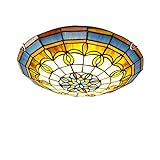 Plafoniere stile Tiffany, lampada da soffitto vintage in vetro colorato, lampadine E27 retro tondo a soffitto a sospensione per apparecchi di illuminazione per soggiorno camera da letto,H,30cm