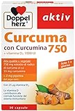 Curcuma 750 mg e Piperina - 30 capsule ad Alto Dosaggio - Integratore Curcumina con Vitamina D3 - favorisce il funzionamento del sistema immunitario – Doppelherz
