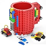 DAYMOO Build on Brick Mug,Divertenti Tazza da caffè Compatibile con Lego,Tazza colazione personalizzata,Tazza Natalizia con Halloween,Regalo di compleanno,Rosso
