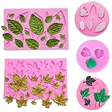 5 pezzi Leaf fondant silicone Mold 3D mini foglia d  acero rosa a forma di foglie DIY cake Mold cupcake Decoration Tool assortiti