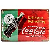 Nostalgic-Art Targa Vintage Cola – Delicious – Idea Regalo per Amanti della Coca, Metallo, Design Retro per Decorazione, 20 x 30 cm