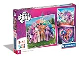 Clementoni- My Little Pony Supercolor Pony-3x48 (Include 3 48 Pezzi) Bambini 5 Anni, Puzzle Cartoni Animati, Made in Italy, Multicolore, 25322