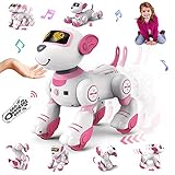VATOS Cane Robot Telecomandato per Bambini - Cane Robot Interattivo Touch & Follow 17 Funzioni, Programmabile Intelligente da Passeggio Danzante RC Robot Giocattoli per Ragazze 3-12 Regali