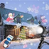 Wilktop Proiettore Luci, Luci LED Natale 15 Diapositive con Effetto con Telecomando IP65 Impermeabile Proiezione per Illuminazione Interna Esterna, Decorazione Ideale per Natale,Feste