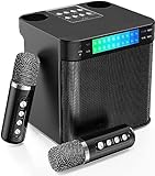 Karaoke professionale completo, Karaoke canta tu 2023 Bluetooth Altoparlante con 2 Microfoni Wireless PA System per Matrimoni, Picnic, Feste in casa e all aperto, Luci LED, Compatibile con USB/TF/AUX