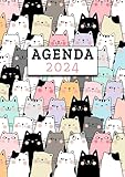 Agenda 2024 giornaliera: Planner Giornaliero A4, un giorno per pagina, con spazi per pianificare le vostre giornate, tracciare compiti, priorità e prendere nota - gatti