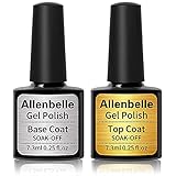 Allenbelle Smalto semipermanente per unghie in gel, smalto UV LED, gel per unghie, smalto per unghie, smalto Varnish Nail Art Soak Off Manicure(7,3 ml/pc (confezione da 2) (base top coat)
