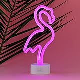 Legami - Lampada Led Effetto Neon, It s a Sign, H 32,5 cm, Tema Flamingo, Doppia Alimentazione, Cavo USB (Incluso) o Batterie (non Incluse), Lampada da tavolo, Luce Multicolore