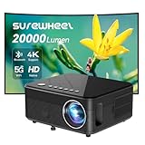 SUREWHEEL Proiettore 20000 Lumen Native 1080P Supporta Videoproiettore 4K, 5G WiFi Compatibile Android/iOS/Bluetooth/TV Stick/HDMI/USB