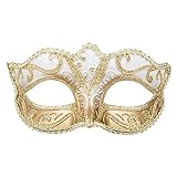 Boland 00338 - Maschera occhi Venezia Felina, oro, banda elastica, ornamenti, maschera da ballo, Venezia, carnevale, festa a tema, costume