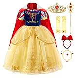 JerrisApparel Costume Principessa Biancaneve Bambina Vestito Cosplay Carnevale Festa (4 anni, Giallo)