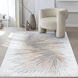 the carpet Mila Modern Dicher Tappeto a pelo corto, per soggiorno, camera da letto, elegante fibra lucida, effetto profondo, grigio crema, 80 x 150 cm